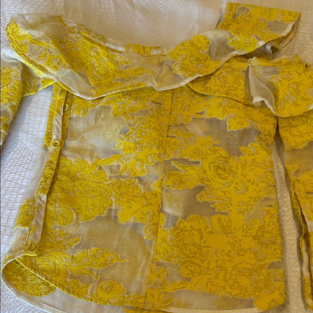 Self-Portrait Yellow Jacquard Floral Top - Picture 11 of 13